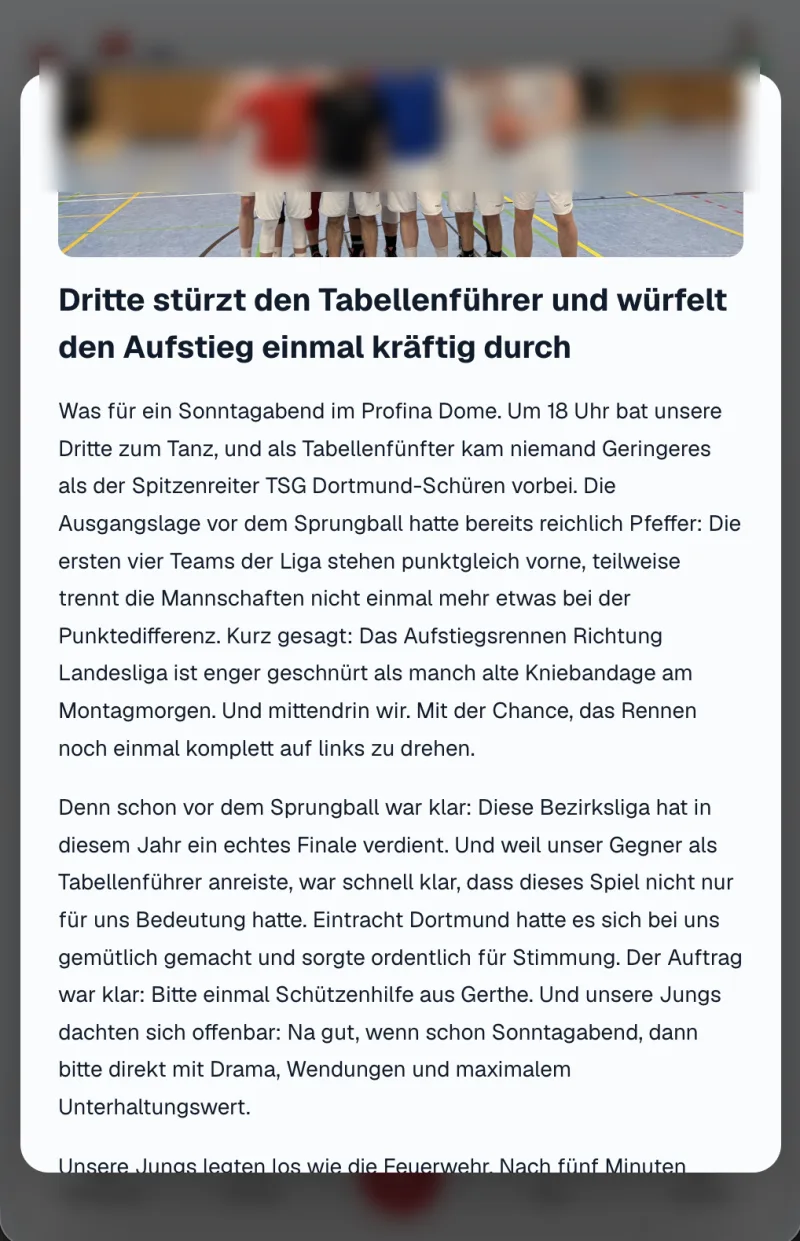 KI-generierter Spielbericht in der App