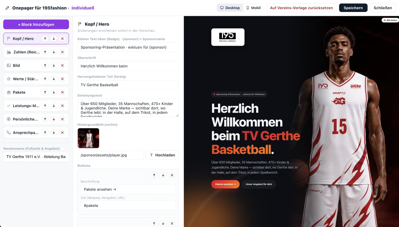 Sponsorenverwaltung für Vereine