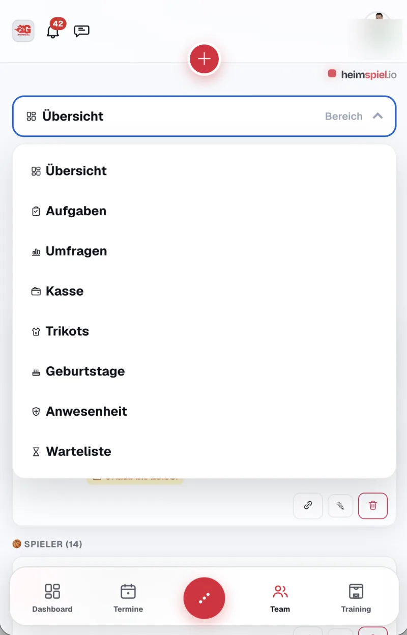 Team-Aufgaben Trikotwäsche verwalten